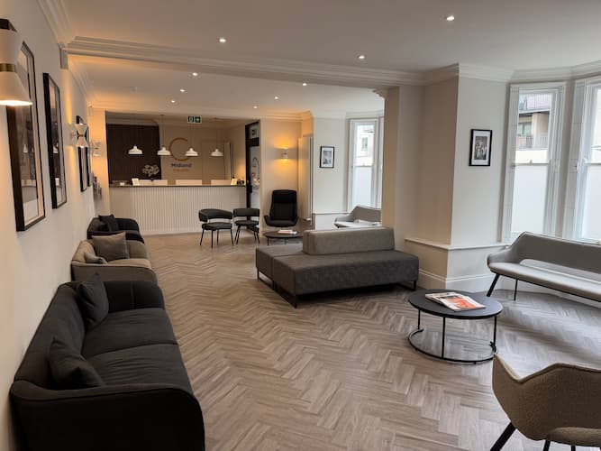 A view down our reception seating area